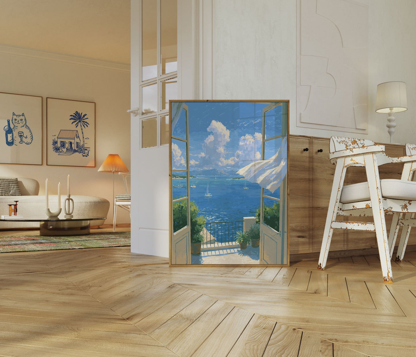 Mediterranean Coastal Window Poster