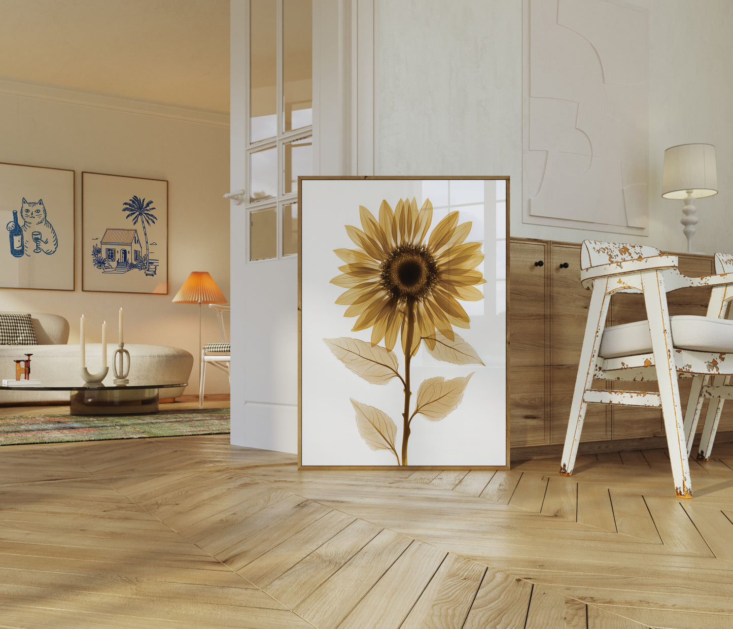 Golden Sunflower Botanical Poster