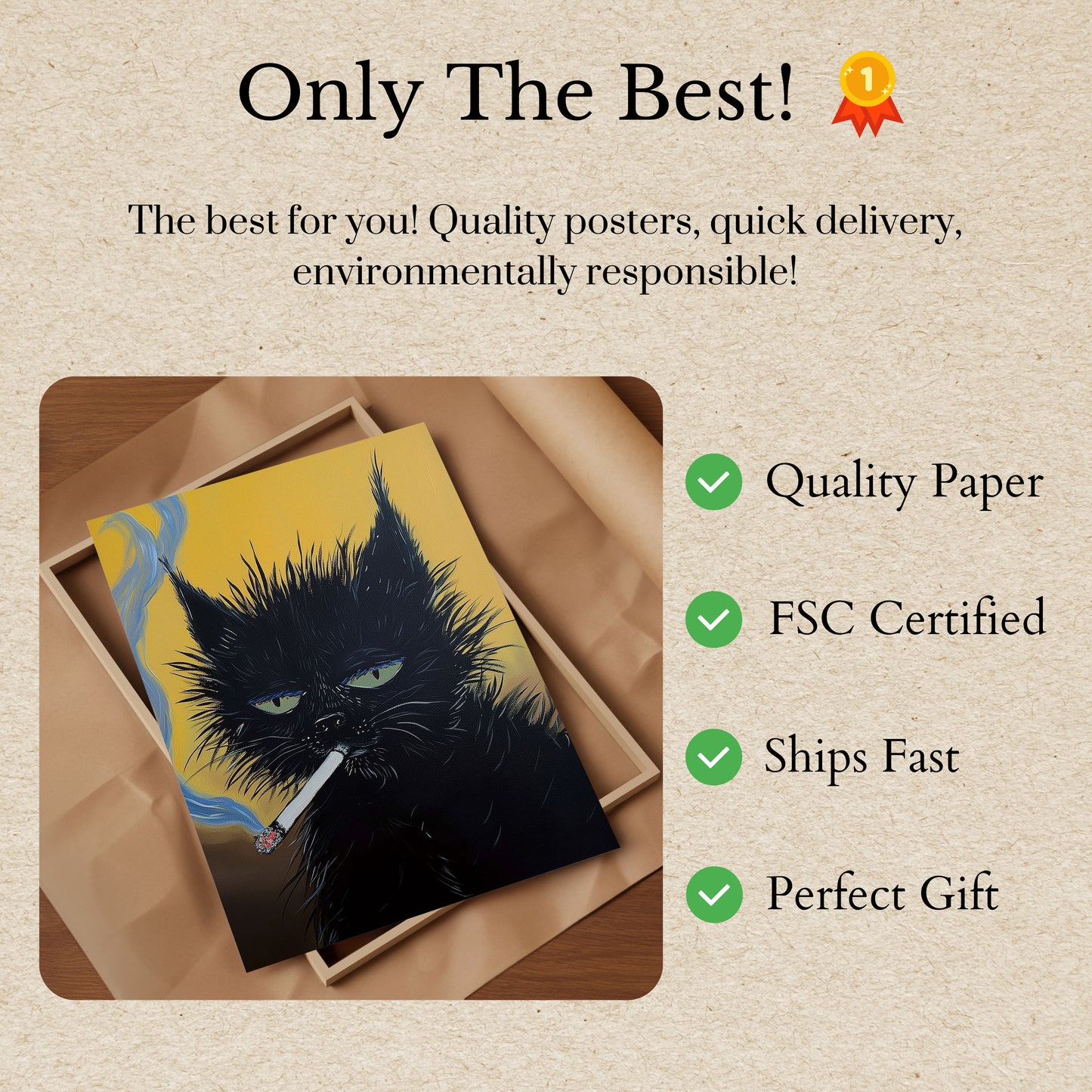 Rebellious Smoking Cat Poster