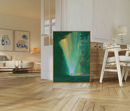 Poster: Figura Solitaria in Luce Divina