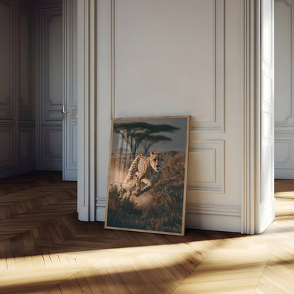 Cheetah Running in Dust Poster