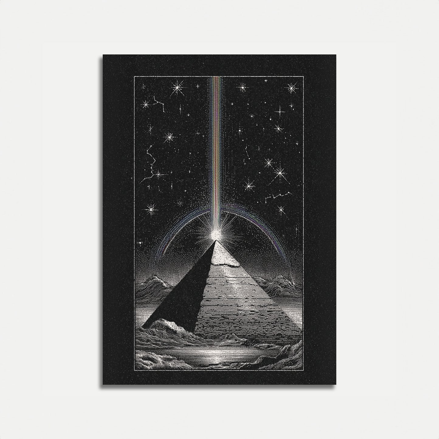Cosmic Light Beam Pyramid Poster