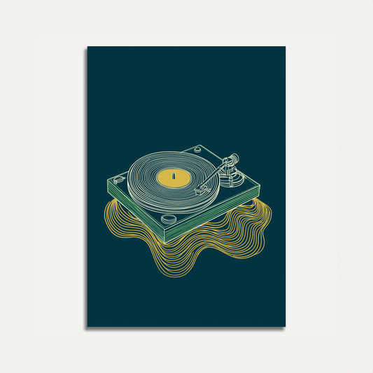 Vintage Turntable Sound Waves Poster