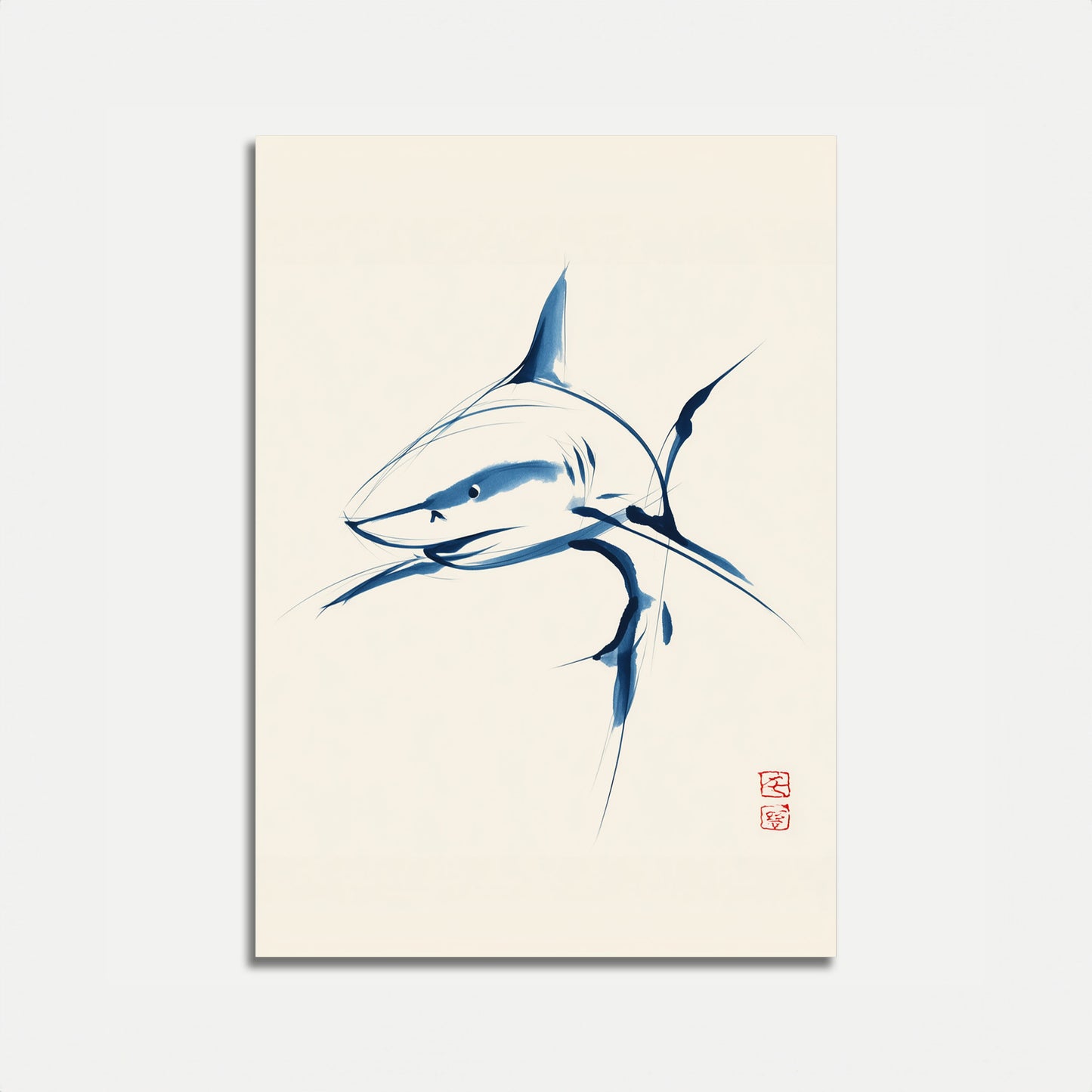Fluid Blue Shark Silhouette Poster