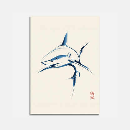 Fluid Blue Shark Silhouette Poster