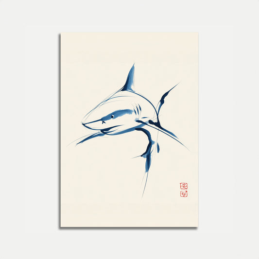 Fluid Blue Shark Silhouette Poster