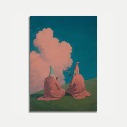 Mystical Gnomes Contemplating Clouds Poster