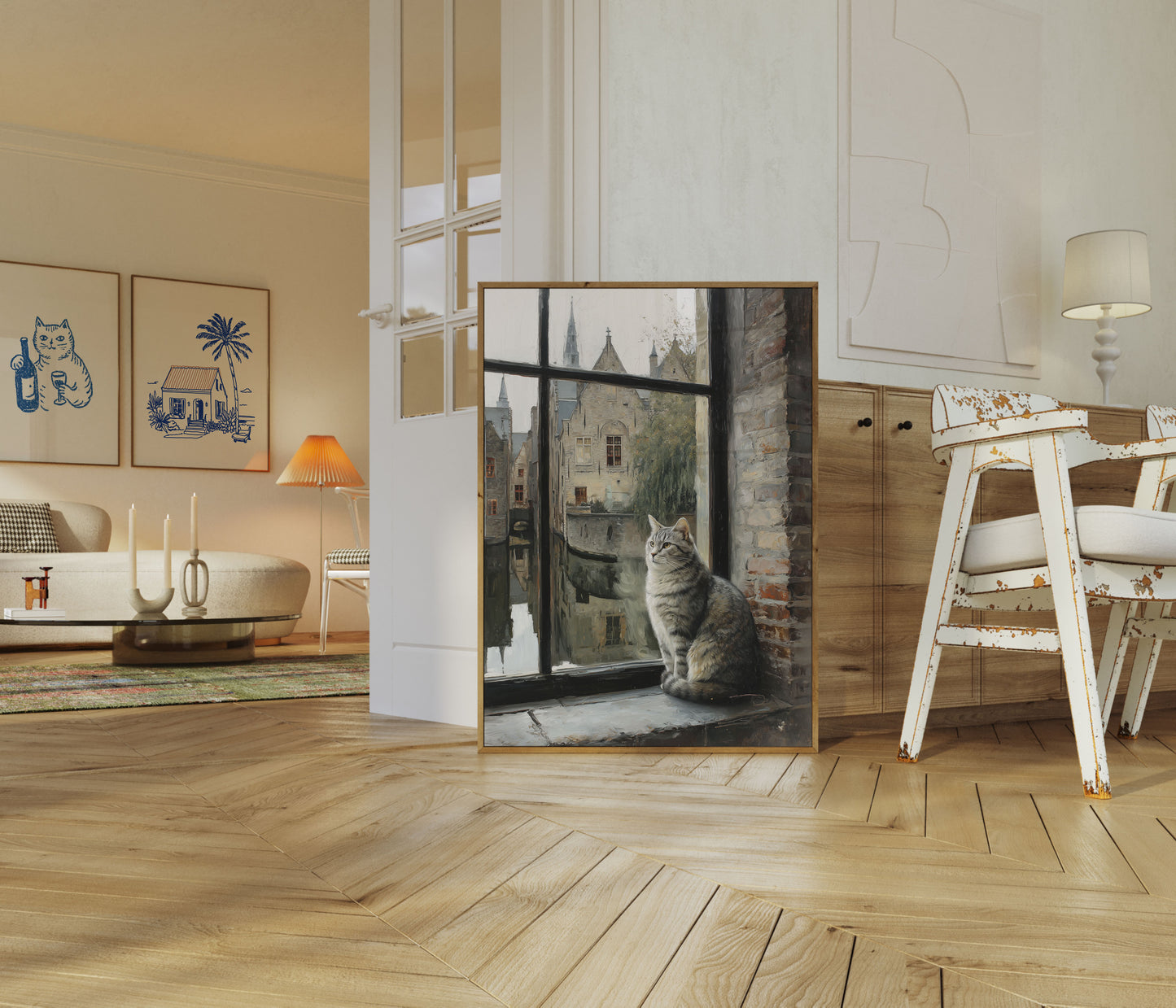 Tabby Cat at Window Poster