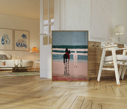 Seaside Horse Ride Poster