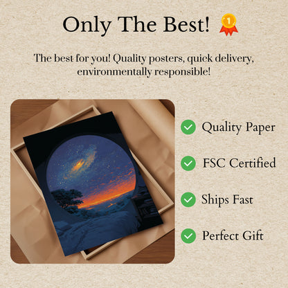 Nebeský západ slunce oknem Plakát