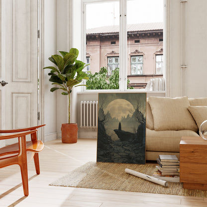 Lone Wanderer Mountain Moon Poster