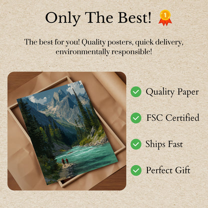 Póster de naturaleza salvaje de río de montaña