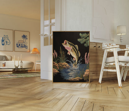 Jumping Bass Fishing Poster