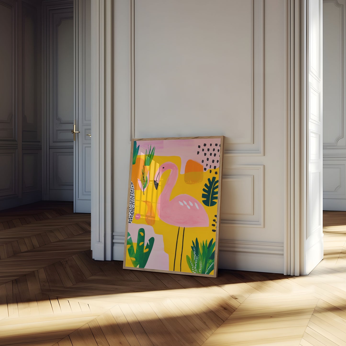 Roze Flamingo Tropische Tuin Poster