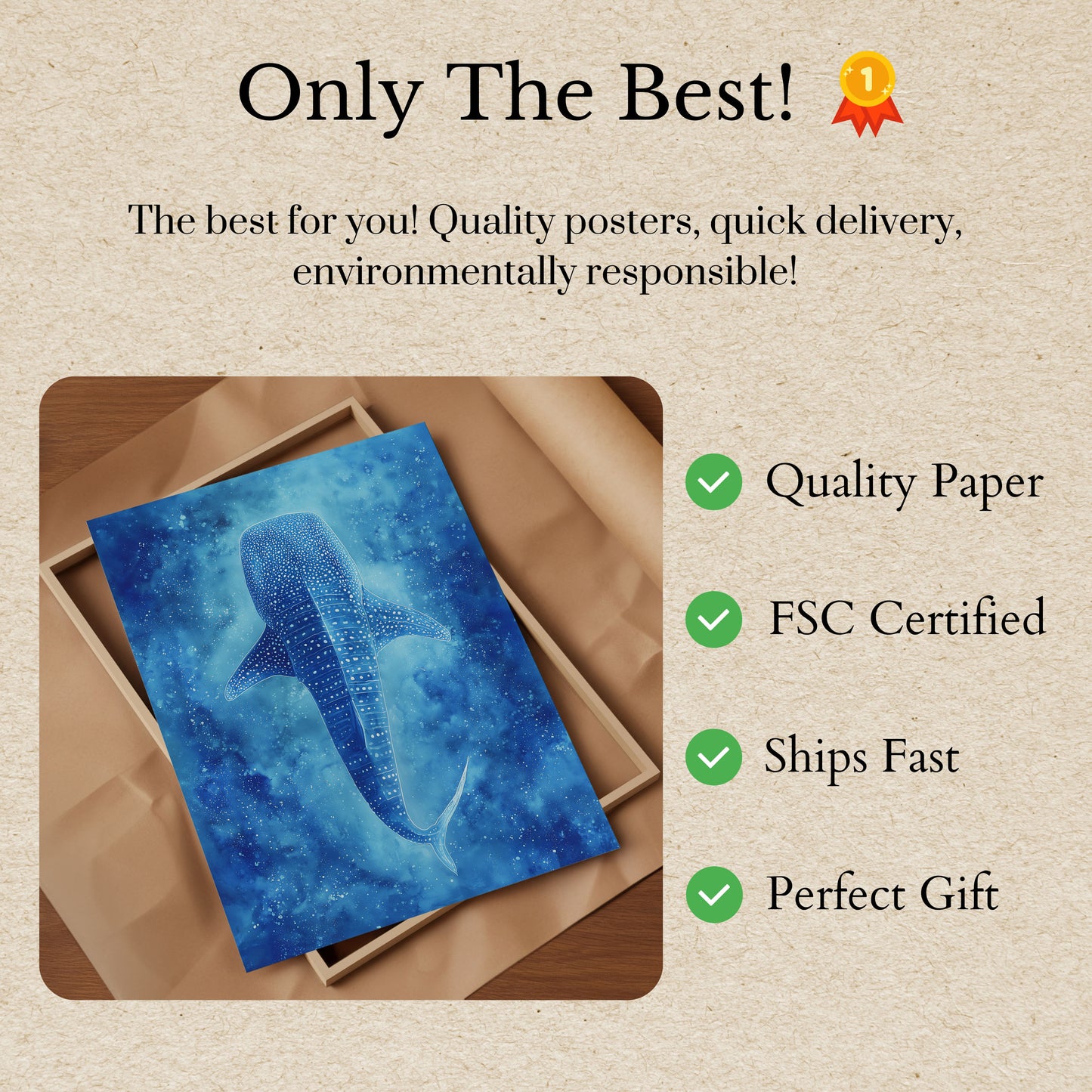 Celestial Whale Shark Blue Poster