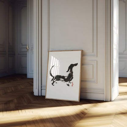 Playful Dog Ink Sketch Poster