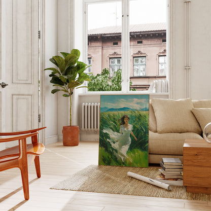 Windswept Grace in Grasslands Poster
