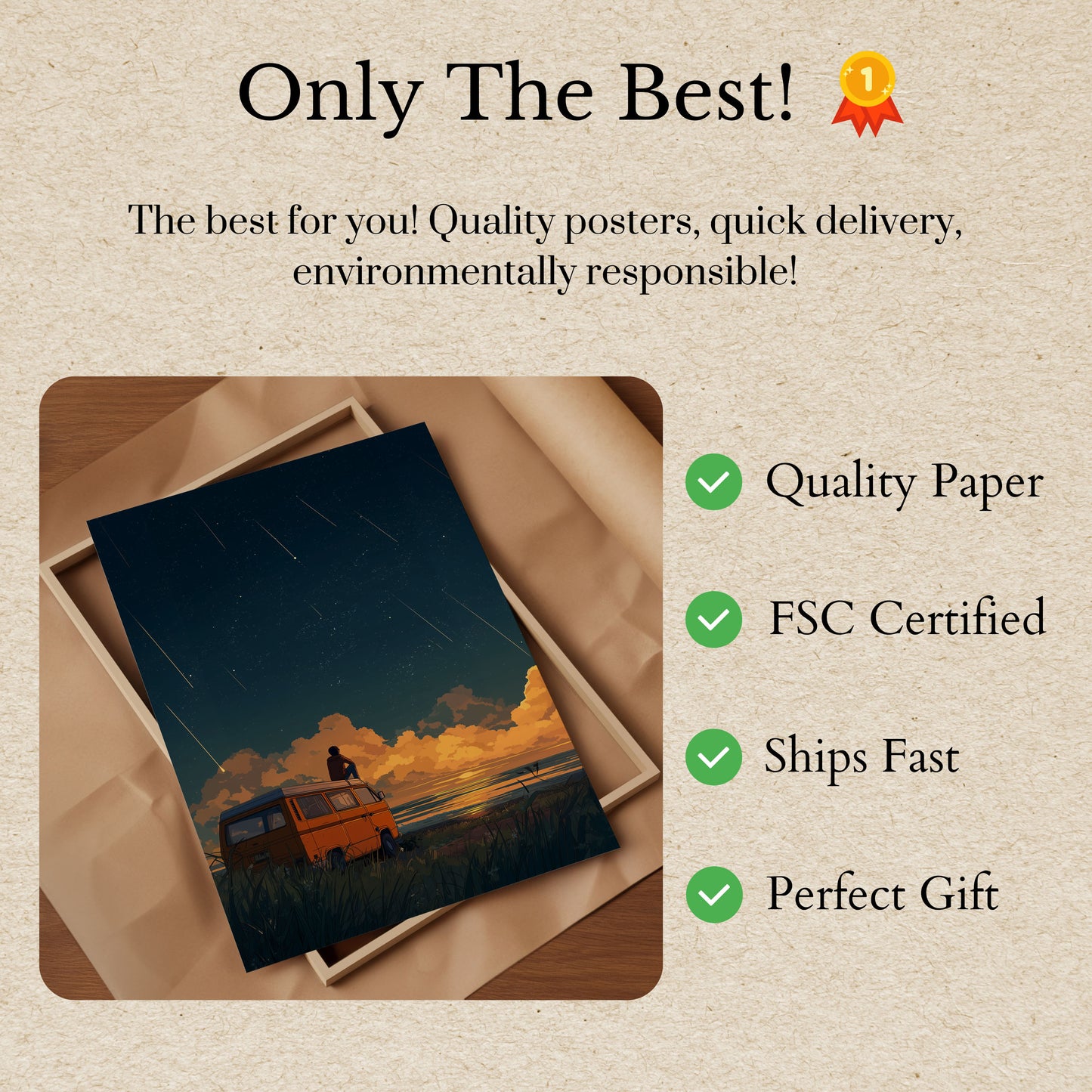 Starry Night Meteor Shower Poster