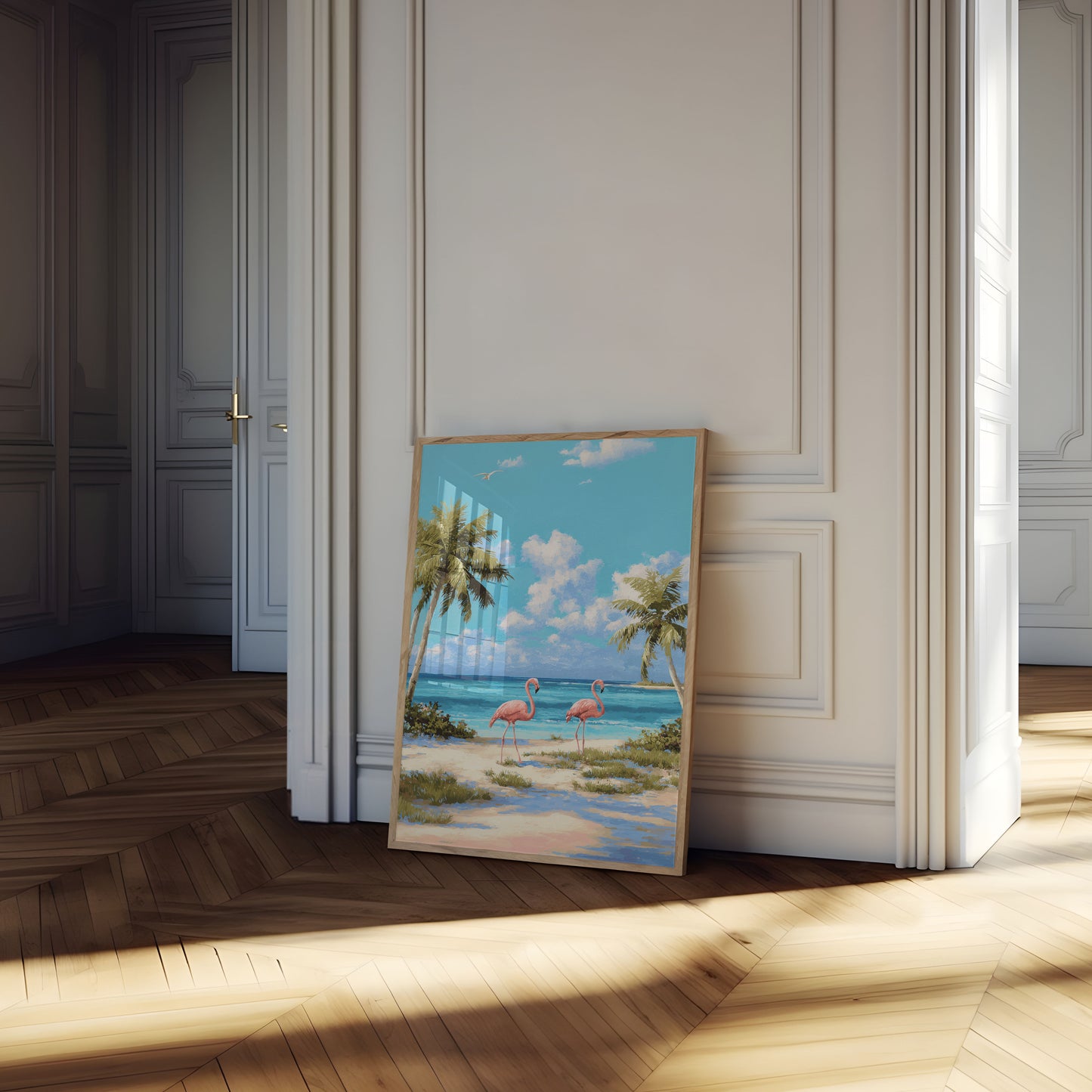 Flamingo Paradise Beach Poster