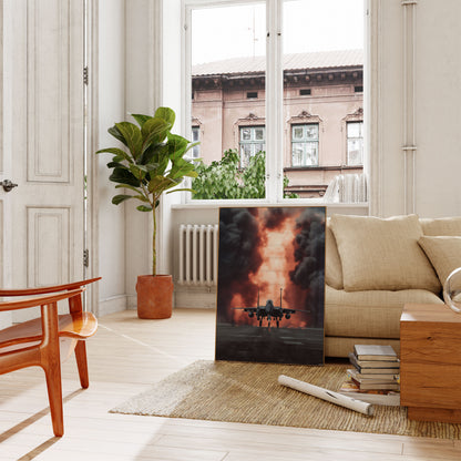 Fiery Military Jet Launch Poster