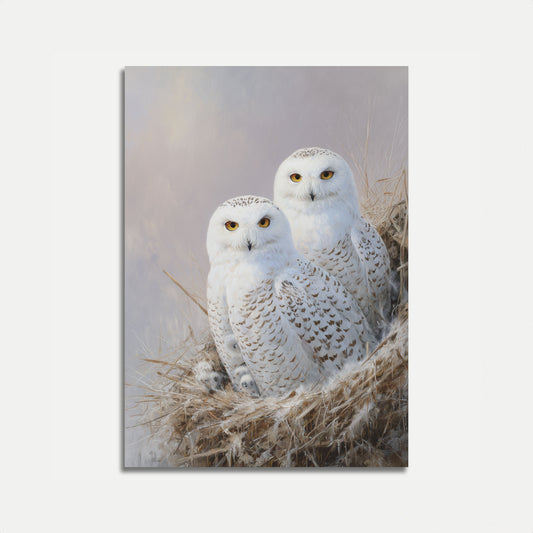 Affiche Hivernale Couple de Harfangs des Neiges
