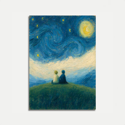 Sternennacht über Wiese Poster