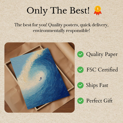 Ocean Wave Barrel Surfing Poster