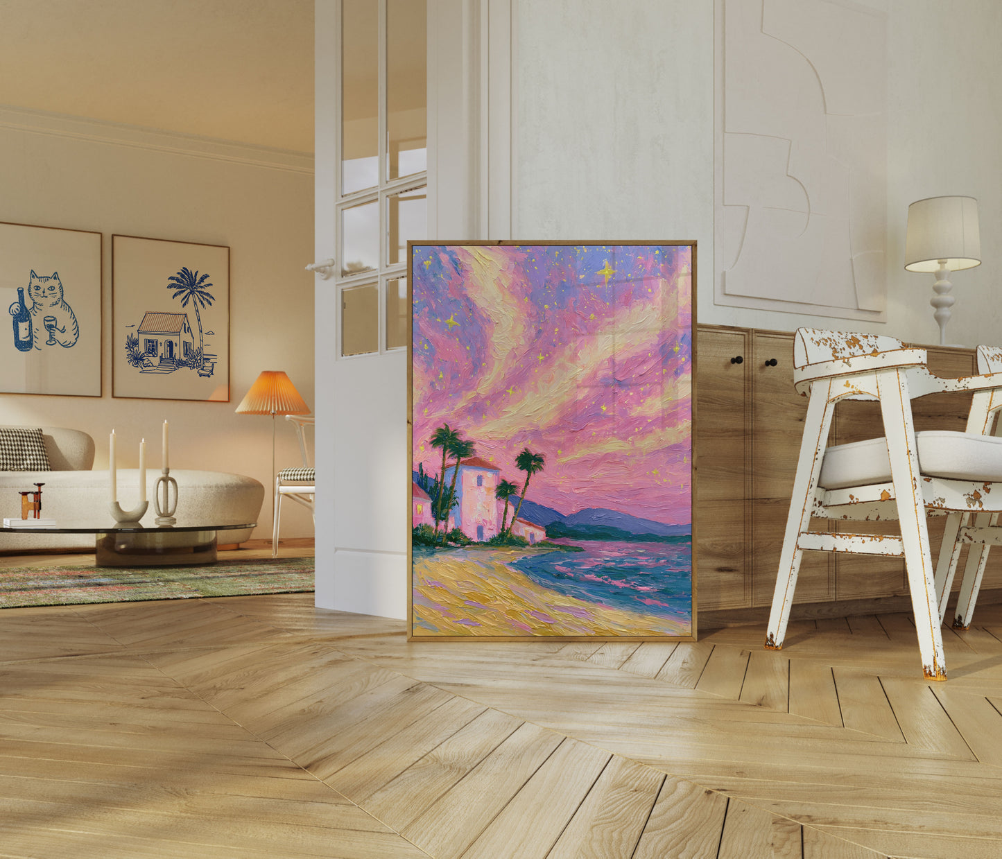 Starry Tropical Beach Sunset Poster
