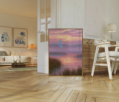 Schwan im Morgennebel Poster