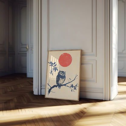 Owl Under the Red Moon Poster