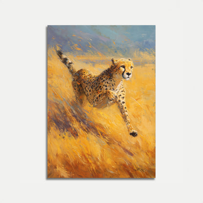 Gepard løper gjennom gresslandet plakat
