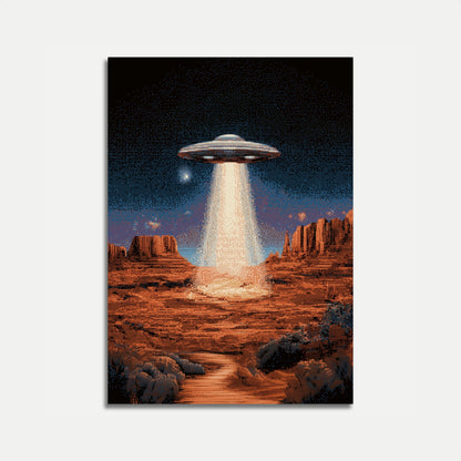 Alien Abduction Desert Night Poster