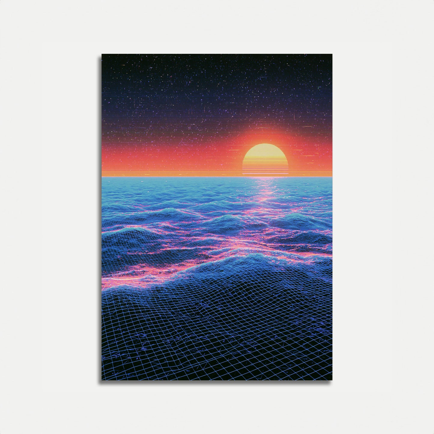 Poster Tramonto Oceanico Synthwave