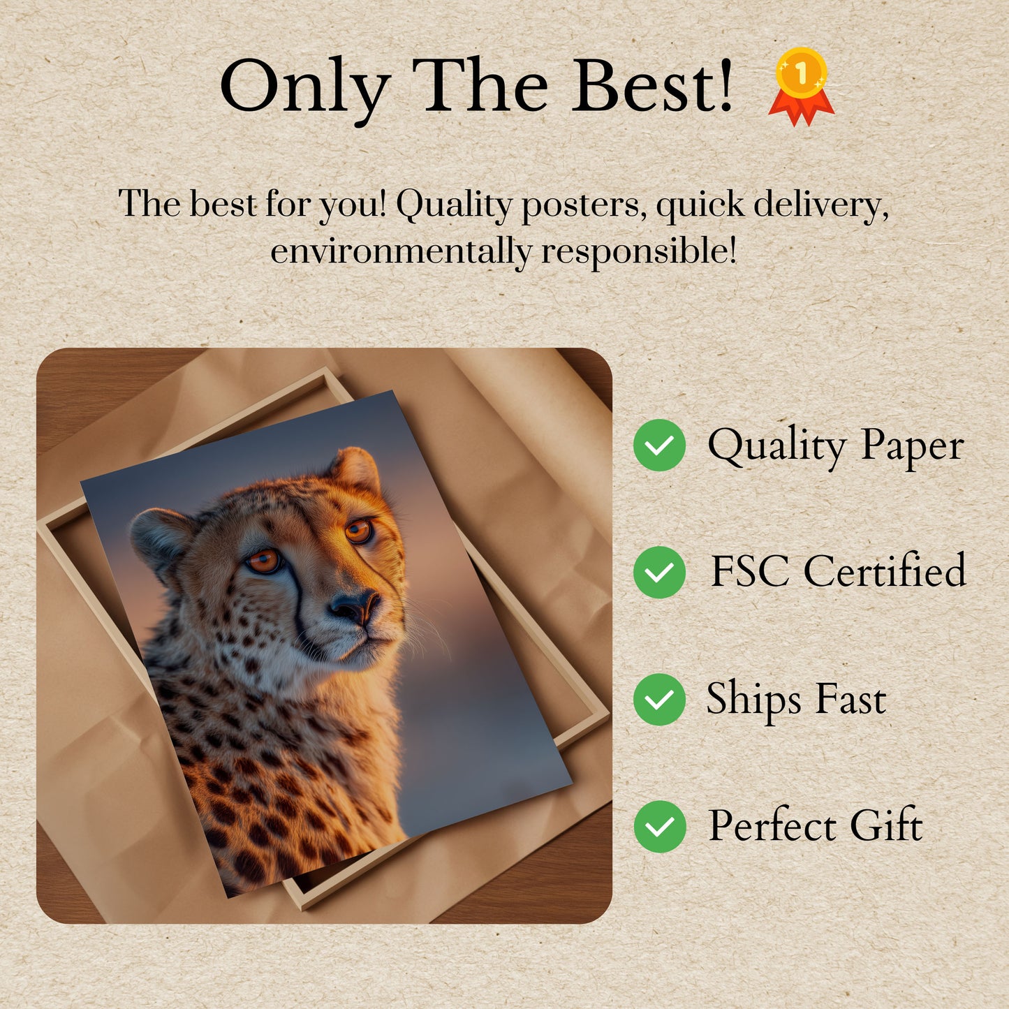 Póster de esencia de guepardo de la hora dorada