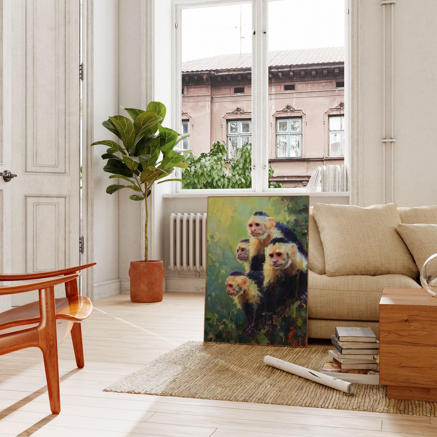 Póster de Retrato Familiar de Monos