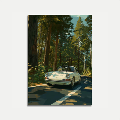 Póster clásico de Porsche en Forest Road