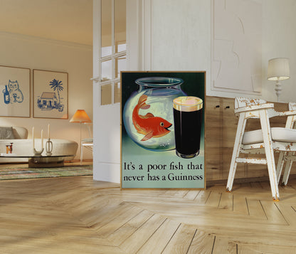 Guinness Fish Humor Vintage Poster