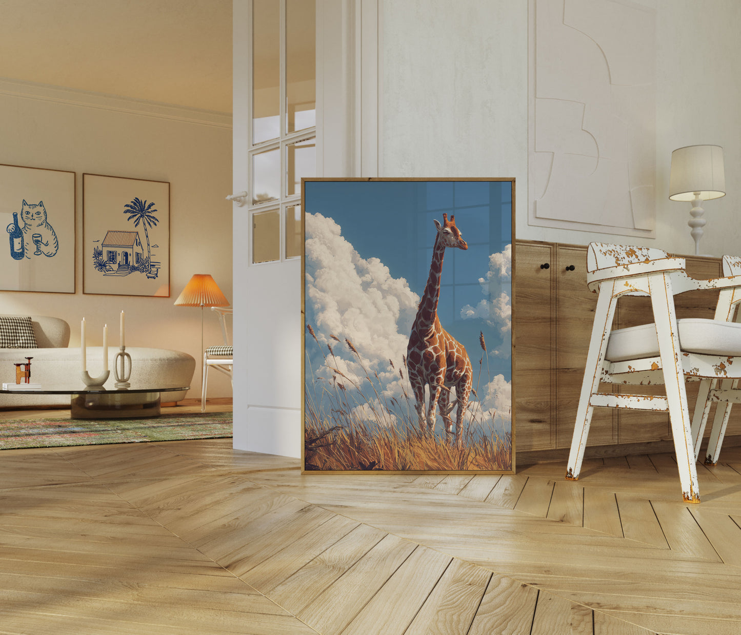 Towering Giraffe Savanna Poster