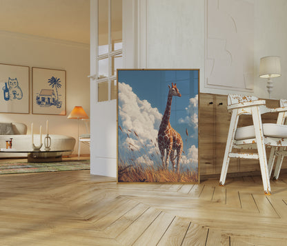 Towering Giraffe Savanna Poster