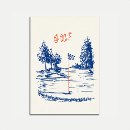 Affiche représentant un paysage serein de terrain de golf