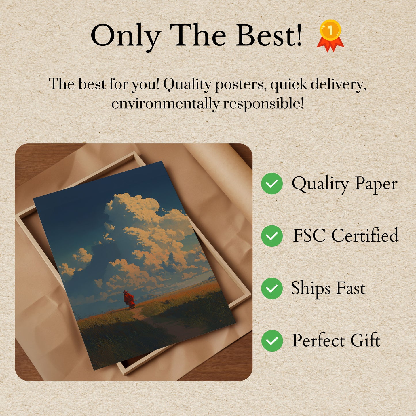 Wanderer in der goldenen Graslandschaft Plakat