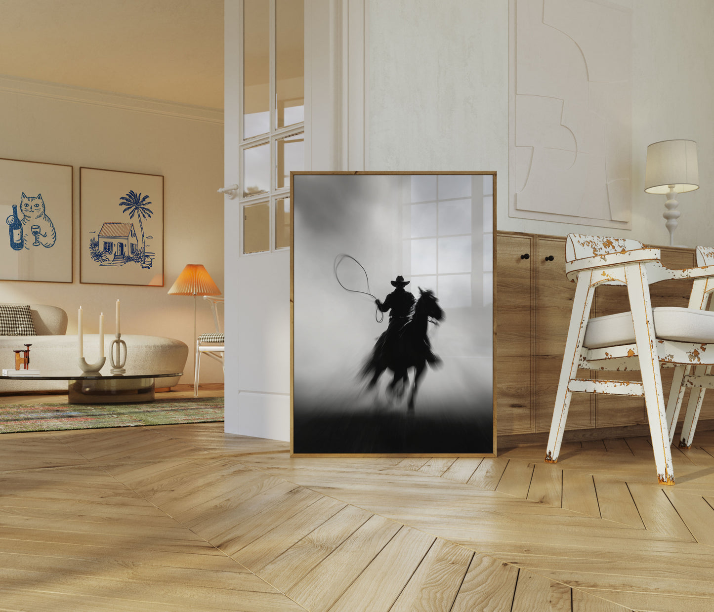 Lone Cowboy Riding Poster