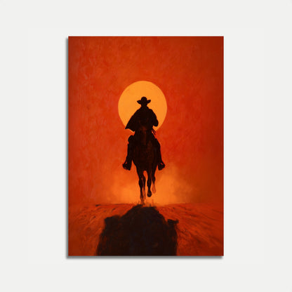 Lone Rider Desert Sunset Poster