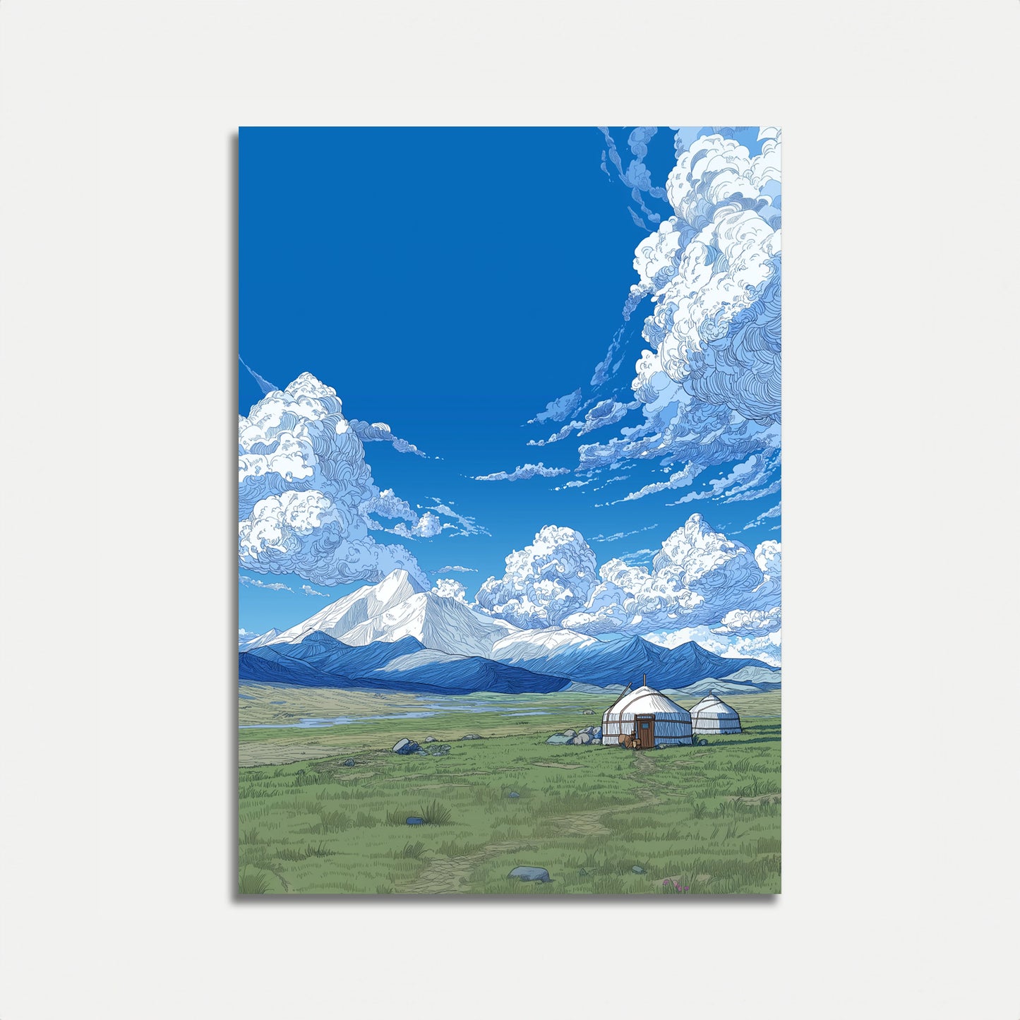 Mongolian Steppe Mountain Landscape Poster