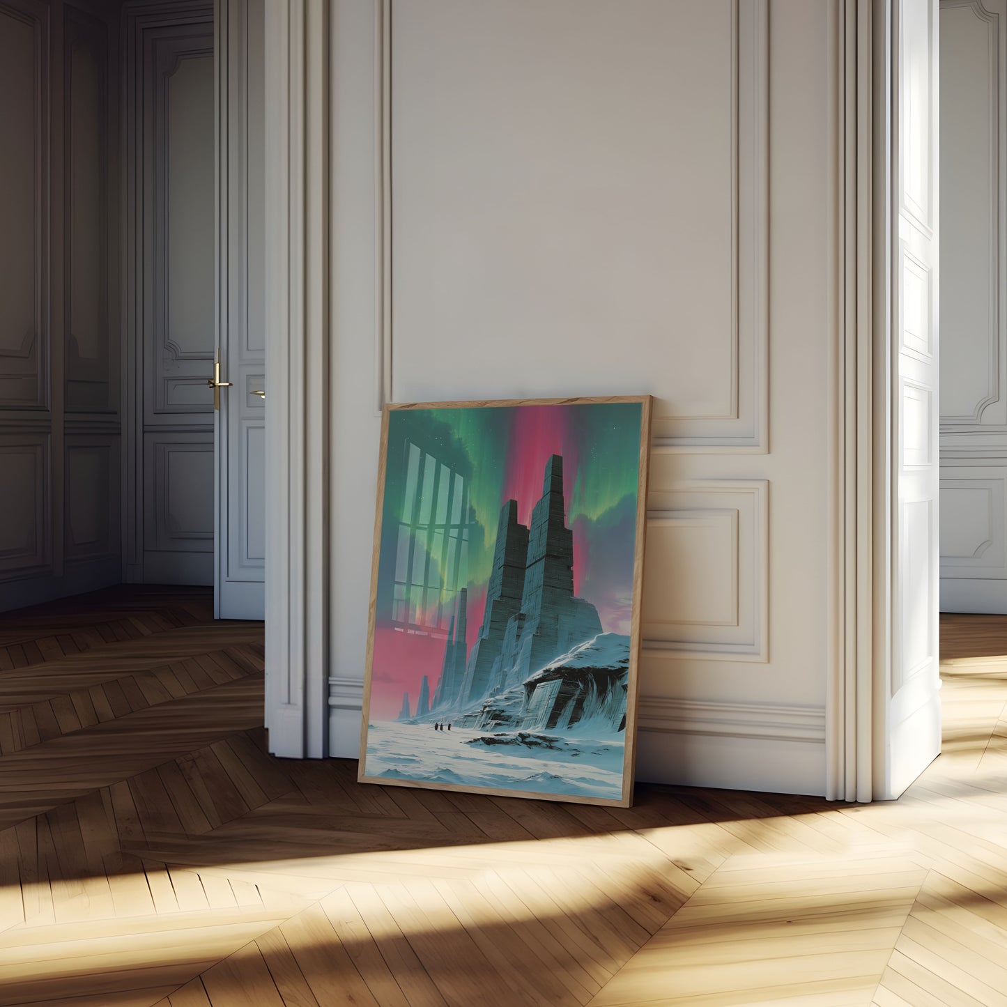 Aurora Borealis Futuristische Torens Poster