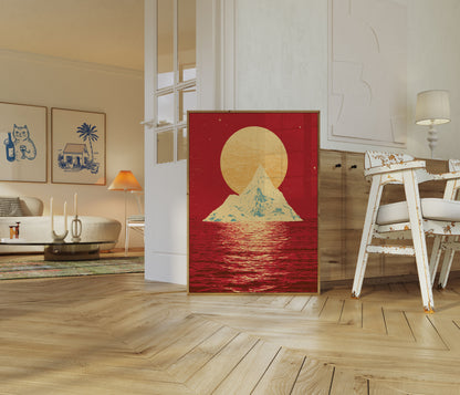 Poster: Montagna che sorge dall'oceano rosso