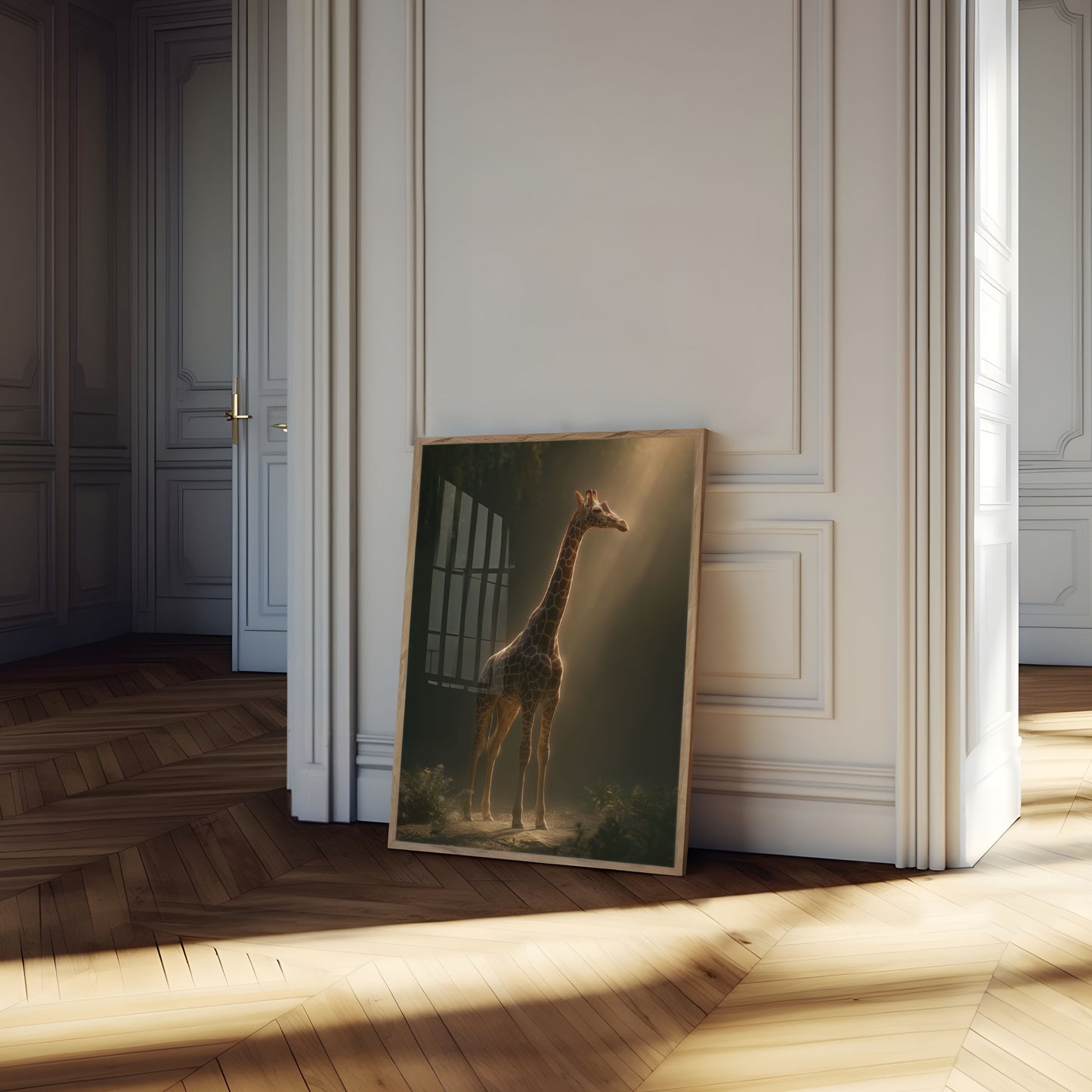 Majestic Giraffe Forest Light Poster