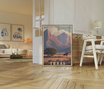 Lone Rider Texas Landscape Poster