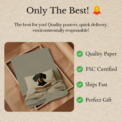 Dachshund Reading Book Poster