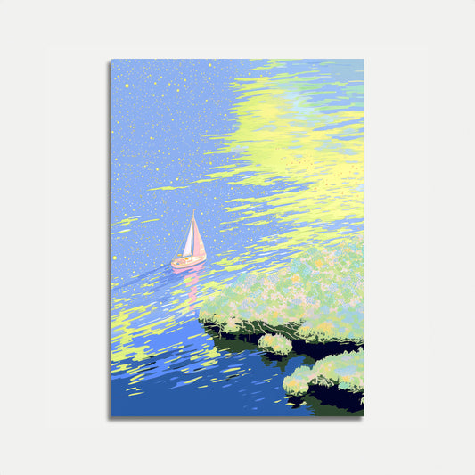 Dreamy Starry Night Sailing Poster